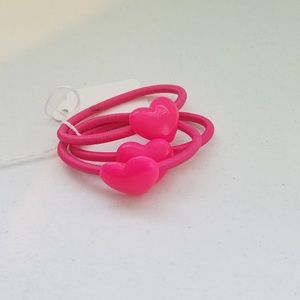 New Handmade Set Pink Heart Hair Ties
